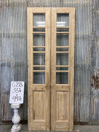 Antique French Double Doors (35x94.5) 7 Pane Glass, European Reclaimed G225
