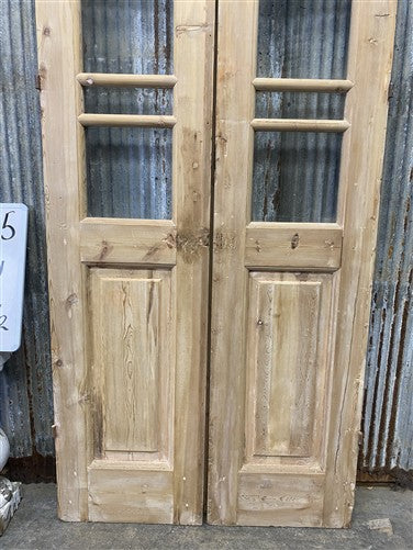 Antique French Double Doors (35x94.5) 7 Pane Glass, European Reclaimed G225