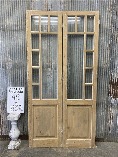 Antique French Double Doors (42x83.5) 8 Pane Glass, European Reclaimed G226