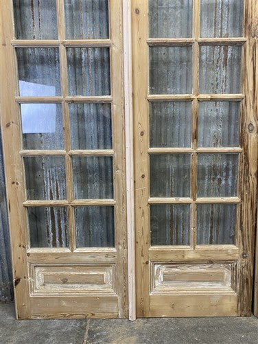 Antique French Double Doors (95.5x95) 16 Pane Glass, European Reclaimed G227