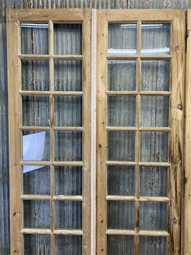 Antique French Double Doors (95.5x95) 16 Pane Glass, European Reclaimed G227