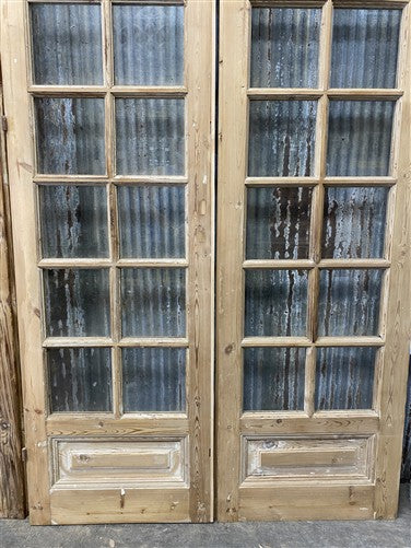 Antique French Double Doors (95.5x95) 16 Pane Glass, European Reclaimed G227