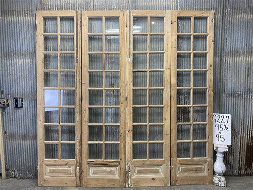 Antique French Double Doors (95.5x95) 16 Pane Glass, European Reclaimed G227