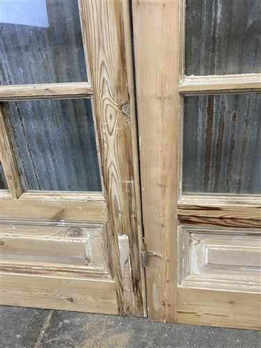 Antique French Double Doors (95.5x95) 16 Pane Glass, European Reclaimed G227
