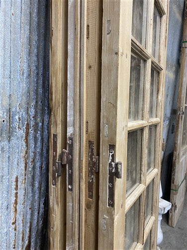 Antique French Double Doors (95.5x95) 16 Pane Glass, European Reclaimed G227