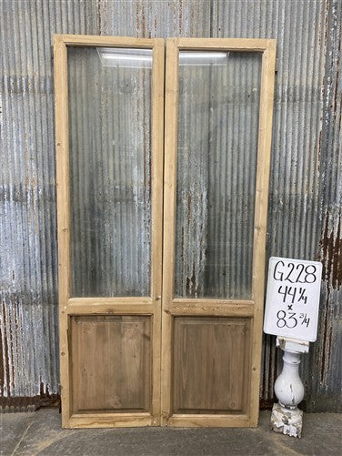 Antique French Double Doors (44x83.75) 1 Pane Glass, European Reclaimed G228