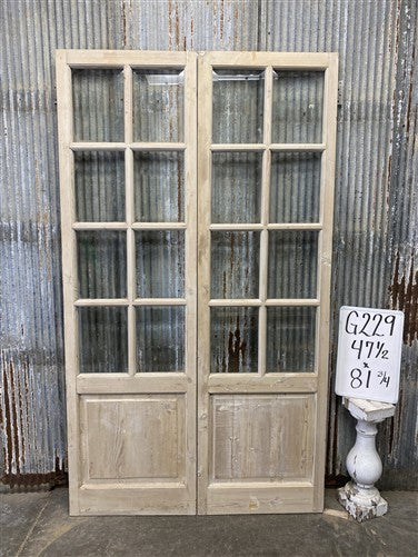 Antique French Double Doors (47.5x81.75) 8 Pane Glass, European Reclaimed G229