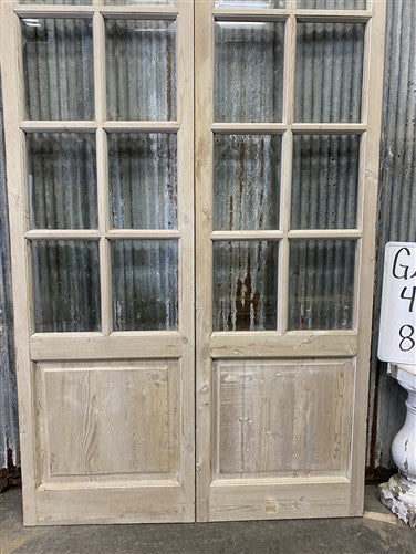 Antique French Double Doors (47.5x81.75) 8 Pane Glass, European Reclaimed G229