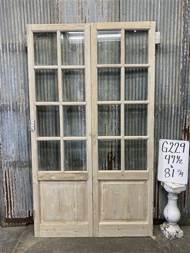 Antique French Double Doors (47.5x81.75) 8 Pane Glass, European Reclaimed G229