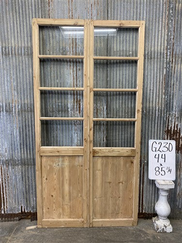 Antique French Double Doors (44x85.75) 4 Pane Glass, European Reclaimed G230