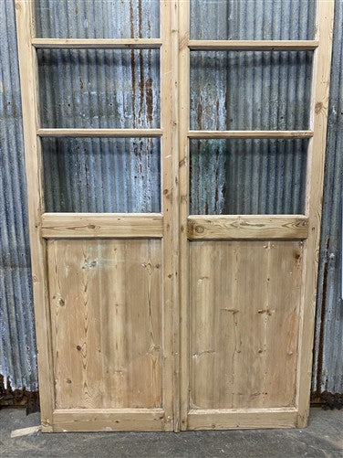Antique French Double Doors (44x85.75) 4 Pane Glass, European Reclaimed G230