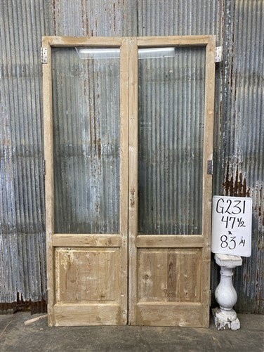 Antique French Double Doors (47.5x83) 1 Pane Glass, European Reclaimed G231