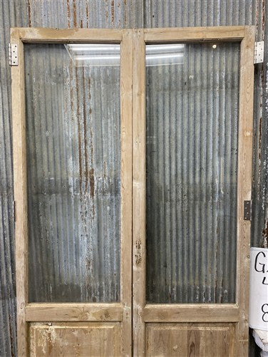 Antique French Double Doors (47.5x83) 1 Pane Glass, European Reclaimed G231