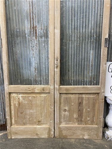 Antique French Double Doors (47.5x83) 1 Pane Glass, European Reclaimed G231