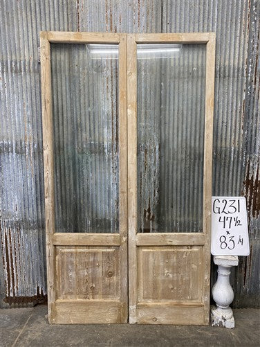 Antique French Double Doors (47.5x83) 1 Pane Glass, European Reclaimed G231