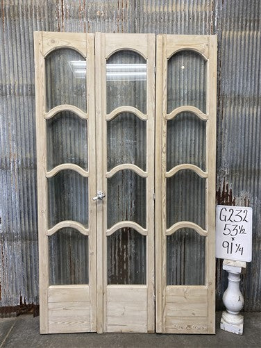 Antique French Double Doors (53.5x91) 4 Pane Glass, European Reclaimed G232