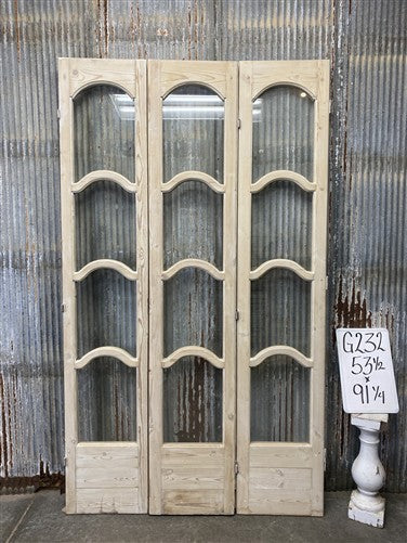 Antique French Double Doors (53.5x91) 4 Pane Glass, European Reclaimed G232