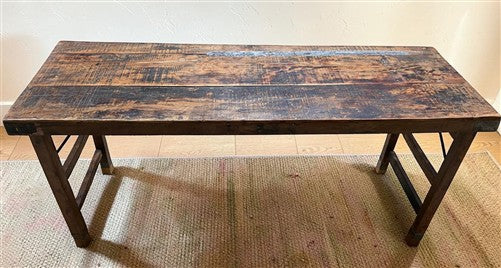 Reclaimed Wood Folding Table (68.5x23) Rustic Wood Dining Kitchen Island B143