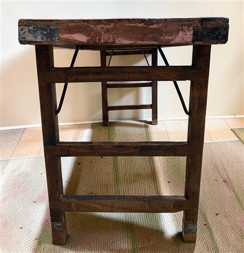 Reclaimed Wood Folding Table (68.5x23) Rustic Wood Dining Kitchen Island B143