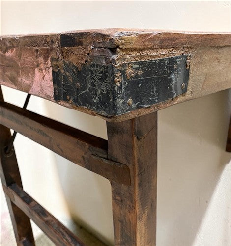 Reclaimed Wood Folding Table (68.5x23) Rustic Wood Dining Kitchen Island B143