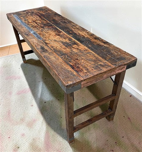 Reclaimed Wood Folding Table (68.5x23) Rustic Wood Dining Kitchen Island B143