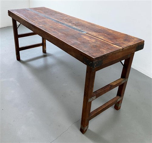Reclaimed Wood Folding Table (68.75x21.75)Rustic Wood Dining Kitchen Island B144