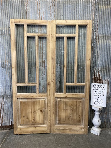 Antique French Double Doors (55x83) 5 Pane Glass, European Reclaimed G233