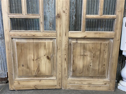 Antique French Double Doors (55x83) 5 Pane Glass, European Reclaimed G233
