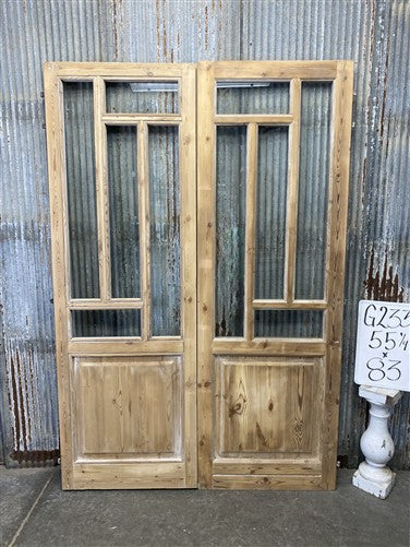Antique French Double Doors (55x83) 5 Pane Glass, European Reclaimed G233