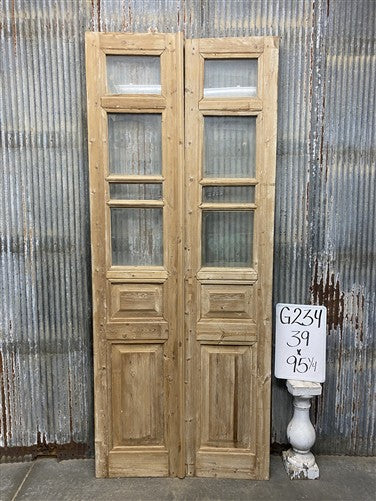 Antique French Double Doors (39x95) 4 Pane Glass, European Reclaimed G234