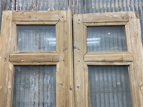 Antique French Double Doors (39x95) 4 Pane Glass, European Reclaimed G234