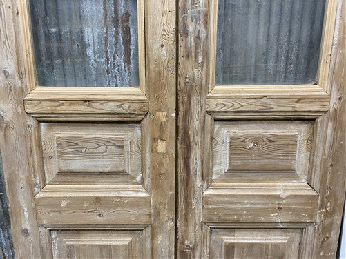 Antique French Double Doors (39x95) 4 Pane Glass, European Reclaimed G234