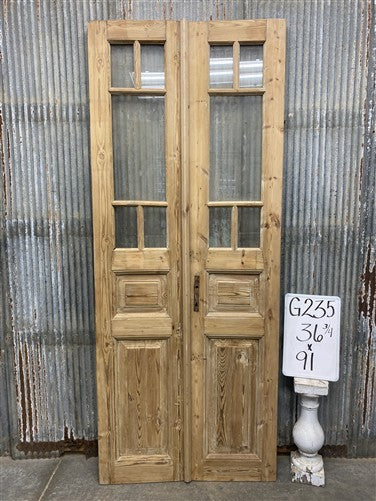 Antique French Double Doors (36.75x91) 5 Pane Glass, European Reclaimed G235