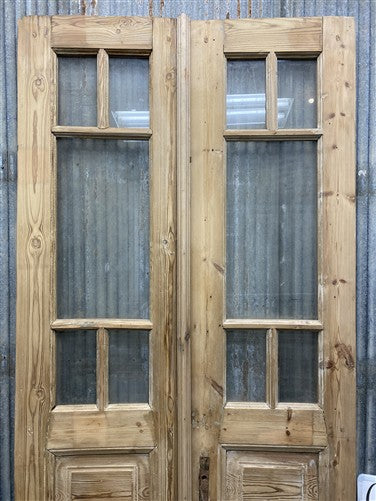 Antique French Double Doors (36.75x91) 5 Pane Glass, European Reclaimed G235