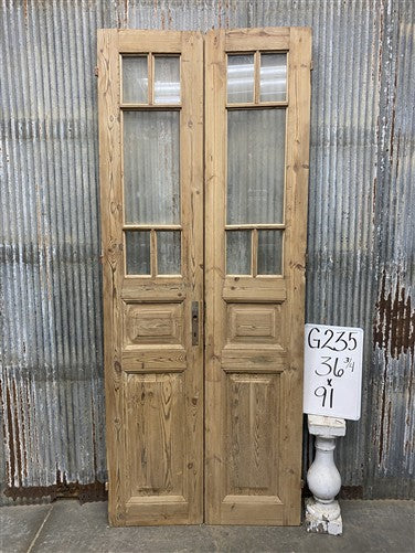 Antique French Double Doors (36.75x91) 5 Pane Glass, European Reclaimed G235