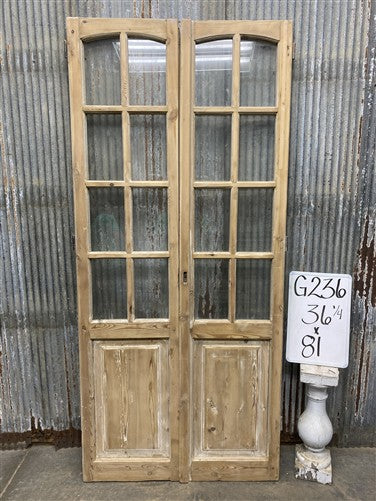 Antique French Double Doors (36x81) 8 Pane Glass, European Reclaimed G236