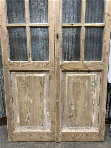 Antique French Double Doors (36x81) 8 Pane Glass, European Reclaimed G236
