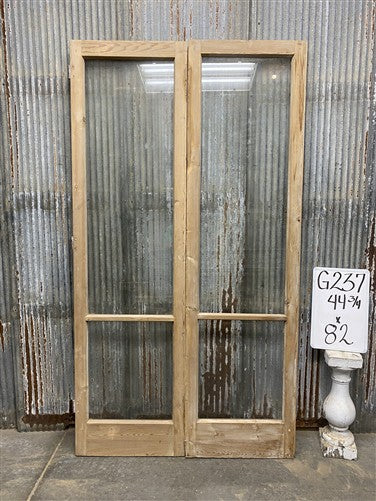 Antique French Double Doors (44.75x82) 2 Pane Glass, European Reclaimed G237