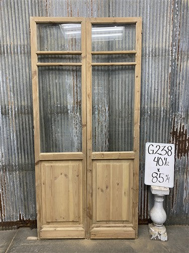 Antique French Double Doors (40.5x85) 3 Pane Glass, European Reclaimed G238