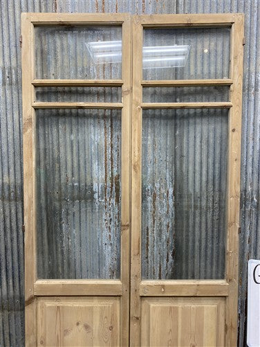 Antique French Double Doors (40.5x85) 3 Pane Glass, European Reclaimed G238