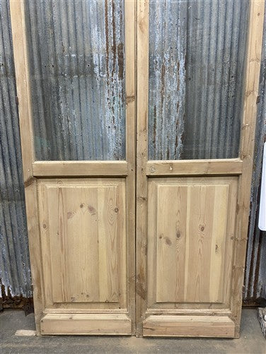 Antique French Double Doors (40.5x85) 3 Pane Glass, European Reclaimed G238