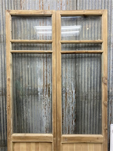 Antique French Double Doors (40.5x85) 3 Pane Glass, European Reclaimed G238