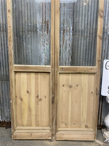 Antique French Double Doors (40.5x85) 3 Pane Glass, European Reclaimed G238