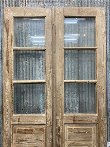 Antique French Double Doors (39x93) 3 Pane Glass, European Reclaimed G239