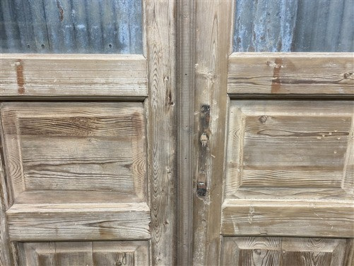 Antique French Double Doors (39x93) 3 Pane Glass, European Reclaimed G239
