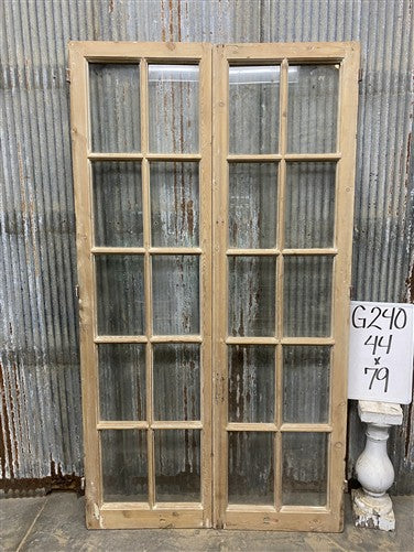 Antique French Double Doors (44x79) 10 Pane Glass, European Reclaimed G240