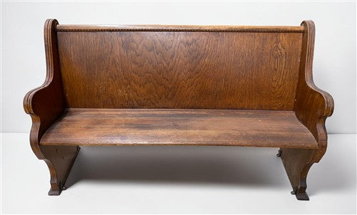 Wooden Church Pew, (4'11") Vintage Porch Bench, Entry Foyer, Dining Seating A22