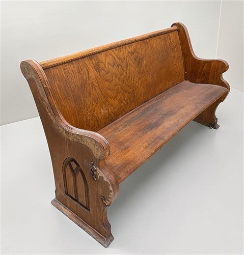 Wooden Church Pew, (4'11") Vintage Porch Bench, Entry Foyer, Dining Seating A22