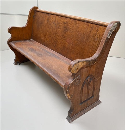 Wooden Church Pew, (4'11") Vintage Porch Bench, Entry Foyer, Dining Seating A22