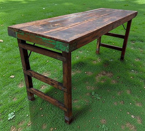 Reclaimed Wood Folding Table (68x22) Rustic Wood Dining Kitchen Island B145